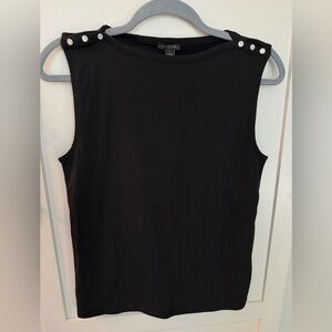 Ann Taylor NWT Black Sleeveless Top with Button Detail